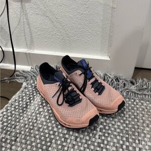 On Running Pink and Black Athletic Shoes